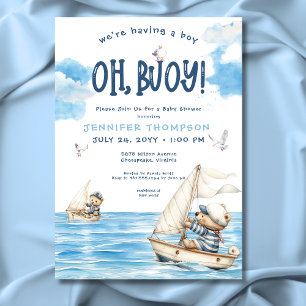 Nautical Oh Boy Sailor Nalles Baby Shower Inbjudningar