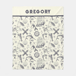 Nautical Old Sailor Tattoos Patterned Fleecefilt