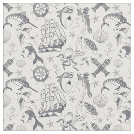 Nautical Old Sailor Tattoos Patterned Tyg