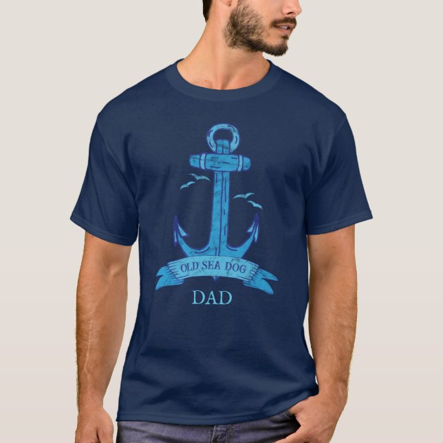 Nautical Old Sea Hund Weasted Anchor T Shirt (Framsida)