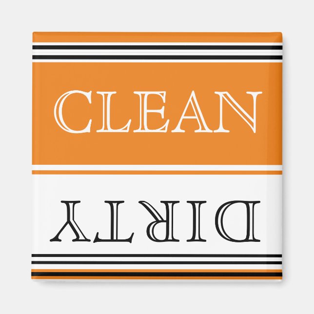 Nautical Orange Dishwasher Dirty Clean Magnet (Framsidan)