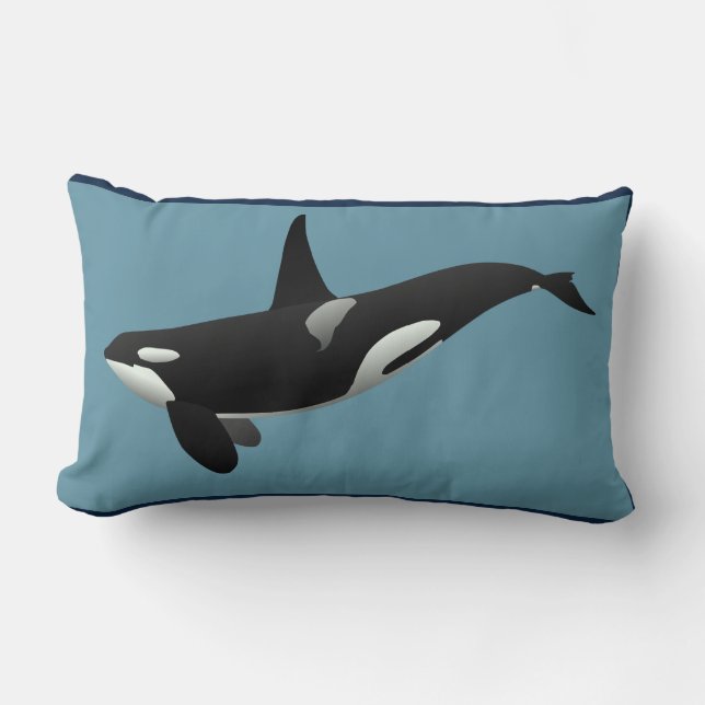 Nautical orca Blue White Lumbarkudde (Framsida)