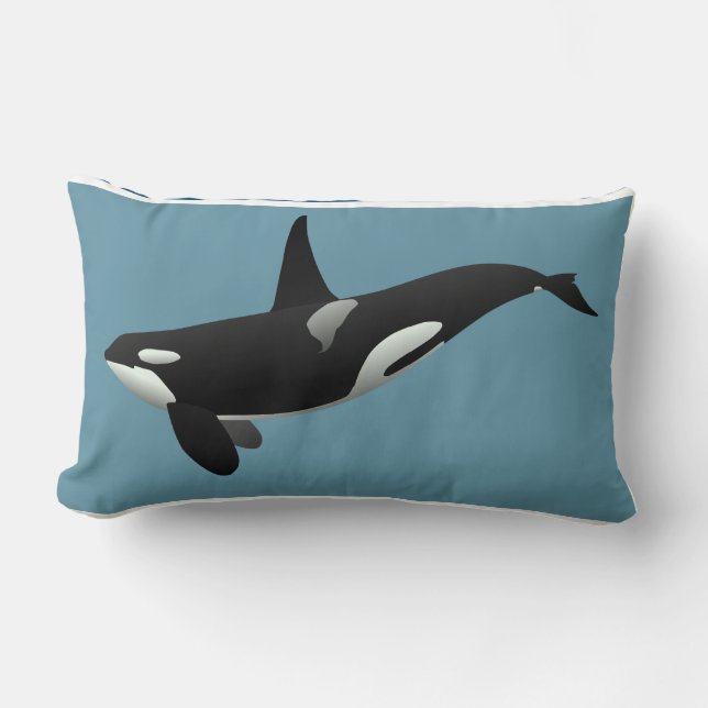Nautical Orca Killer Whale Blue Black White Lumbarkudde (Framsida)