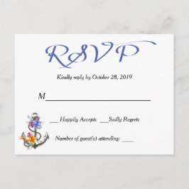 Nautical OSA Boat Anchor Blommigt Blue Postcard Inbjudan Vykort