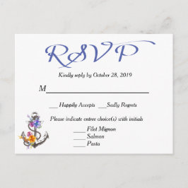 Nautical OSA Boat Anchor Blommigt Blue Postcard Inbjudan Vykort