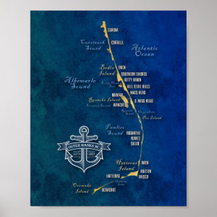 Nautical Outer Banker Karta Poster