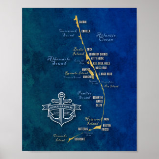 Nautical Outer Banker Karta Poster