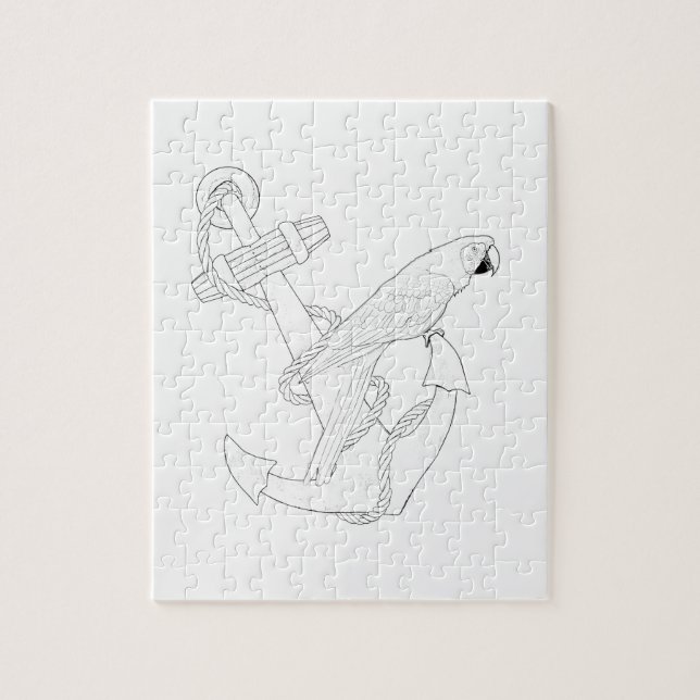 Nautical Parrot Vuxen Coloring Puzzle Pussel (Vertikal)