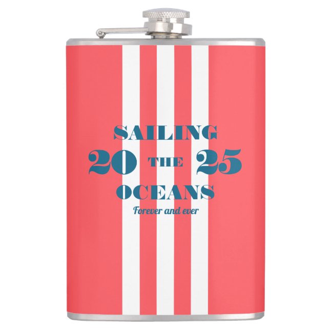 Nautical Party Vinyl Wrapped Flask Fickplunta (Framsidan)