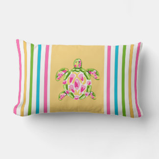 Nautical Pastel Rand Dekorativ kudde med Turtle