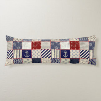 Nautical Patchwork Anchor-Fraktens hjul Kroppskudde