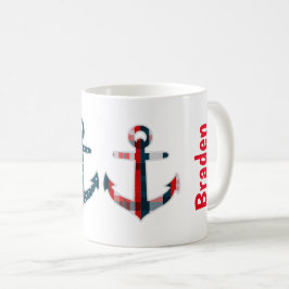 Nautical Patterned Anchors Personlig mugg
