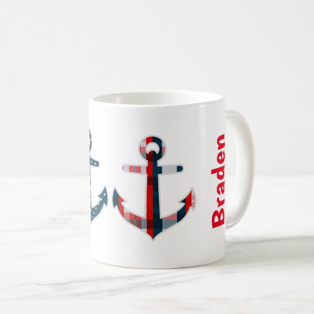 Nautical Patterned Anchors Personlig mugg (Framsida höger)