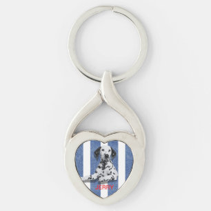 Nautical Pet Namn & Photo Metall Twisted Heart Silverfärgad Nyckelring