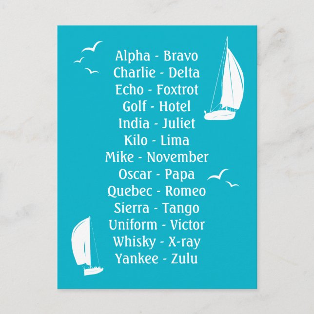 Nautical Phonetic Alphabet Trainee Sailor Vykort (Framsida)