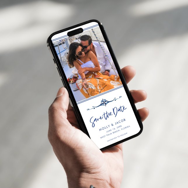 Nautical Photo Beach Wedding Spara Datumet (Nautical Photo Beach Wedding Save The Date)