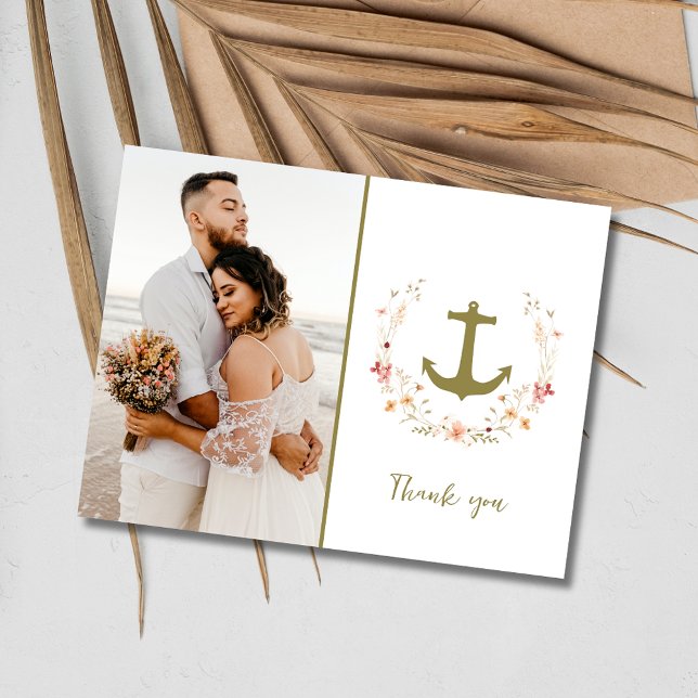 Nautical Photo Beach Wedding Tack Vykort (Nautical Photo Beach Wedding Thank You Postcard)