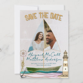 Nautical Photo Sailboat-plattan Save Date Card Spara Datumet