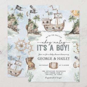 Nautical Pirat Baby Shower-inbjudan Inbjudningar