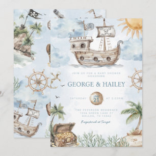 Nautical Pirat Baby Shower-inbjudan Inbjudningar