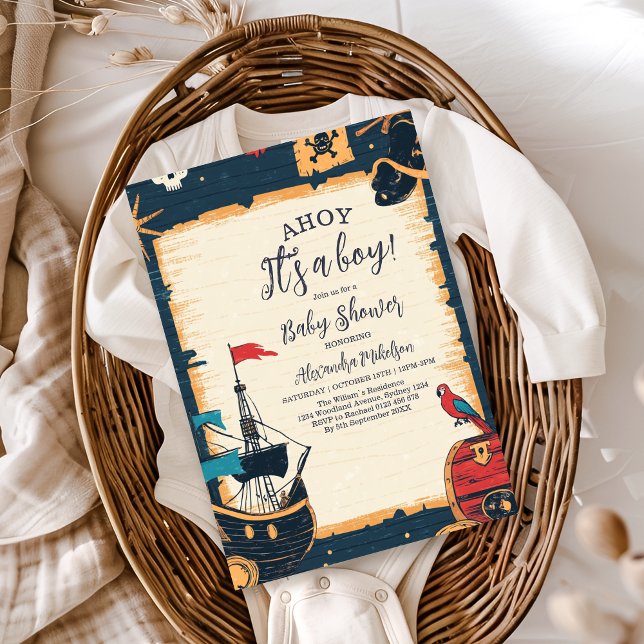 Nautical Pirat Baby Shower Inbjudningar (Skapare uppladdad)