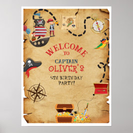 Nautical Pirat Sea Welcome Birthday Treasure Poster