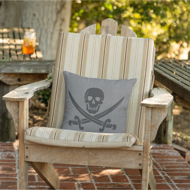 Nautical Pirat Skeleton i Grått Kudde (Stol)
