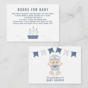 Nautical Pojke Baby Shower Bokar för Baby Visitkort