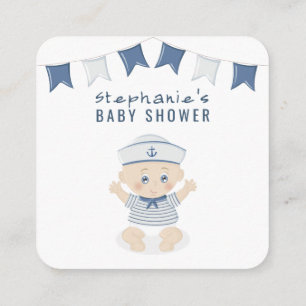 Nautical Pojke Baby Shower Fyrkantigt Visitkort