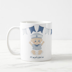 Nautical Pojke Baby Shower Kaffemugg