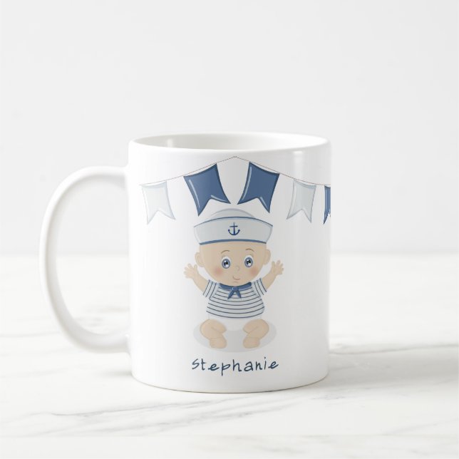 Nautical Pojke Baby Shower Kaffemugg (Vänster)