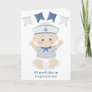 Nautical Pojke Baby Shower Kort