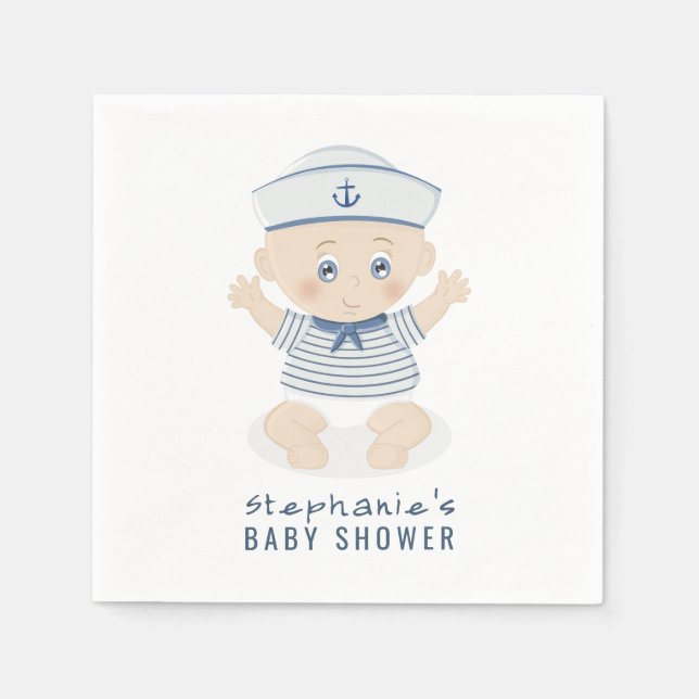 Nautical Pojke Baby Shower Pappersservett (Framsidan)