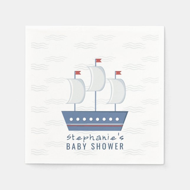 Nautical Pojke Baby Shower Pappersservett (Framsidan)