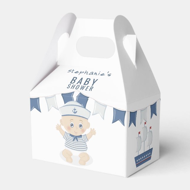 Nautical Pojke Baby Shower Presentaskar (Baksidan Sidan)