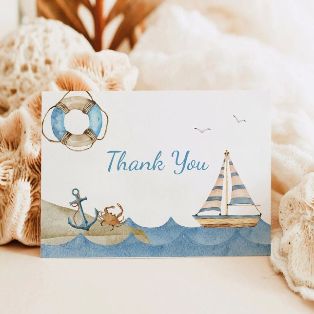 Nautical Pojke Baby Shower Tack Kort (Skapare uppladdad)