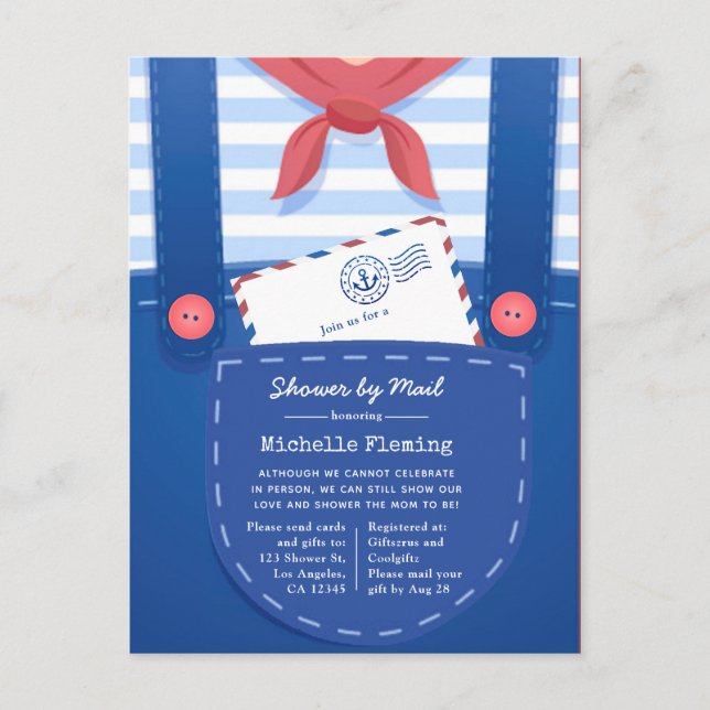 Nautical Pojke Shower by Mail Vykort (Framsida)