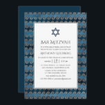 Nautical Pub Mitzvah Inbjudningar<br><div class="desc">Vintage nautisk mitzvah-inbjudan i blå och brons guld.</div>