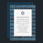 Nautical Pub Mitzvah Inbjudningar<br><div class="desc">Vintage nautisk mitzvah-inbjudan i blå och brons guld.</div>