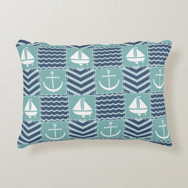 Nautical Quilt accent Pillow Prydnadskudde (Framsidan)