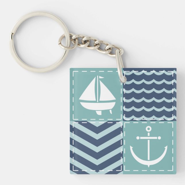 Nautical Quilt Acrylic Keychain (Framsidan)