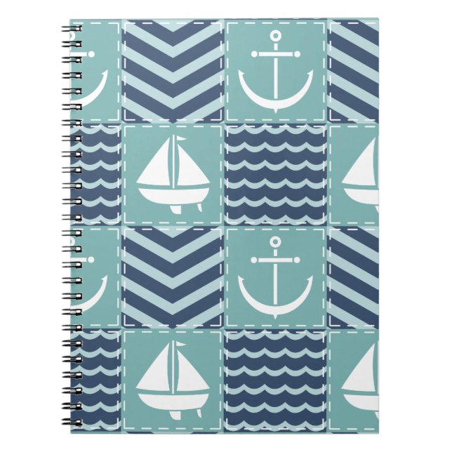 Nautical Quilt Notebook Anteckningsbok (Framsidan)