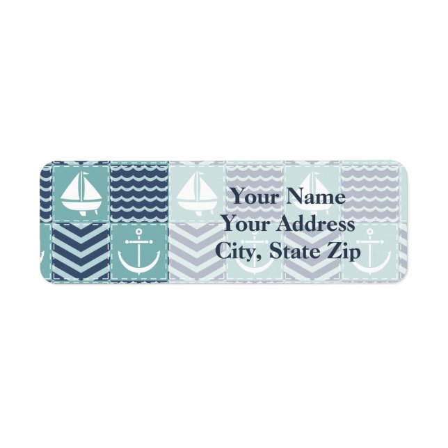 Nautical Quilt Return-adressetikett Returadress Etikett (Framsidan)