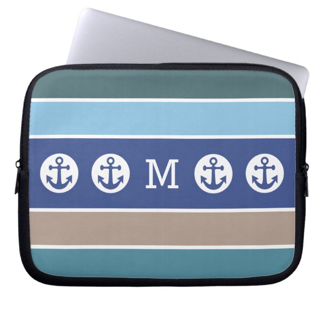Nautical Rand anpassningsbar monogram laptop sleev Sleeve (Framsidan)