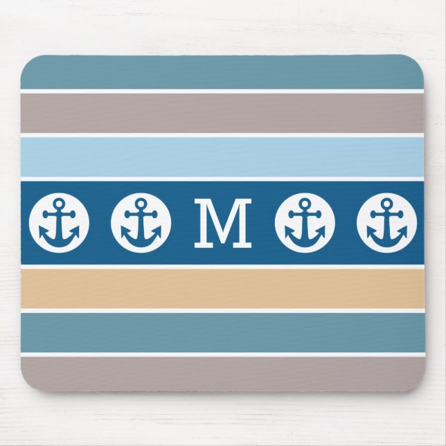Nautical Rand anpassningsbar monogram mousad Musmatta (Framsidan)