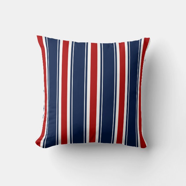 Nautical Rand - Blue, White, Red Coastal Kudde (Framsida)