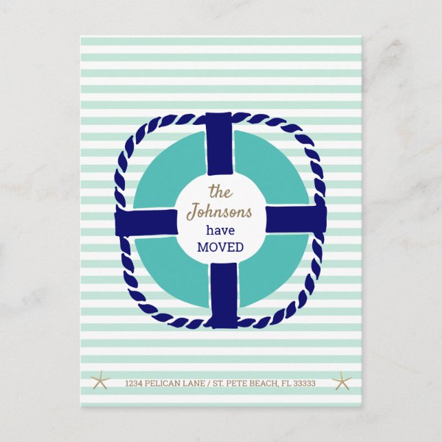 Nautical Rand Flyttat till Florida Ny adress Meddelande Vykort (Framsida)