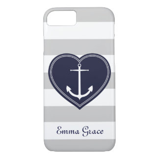Nautical Rand Heart and Anchor Monogram Navy