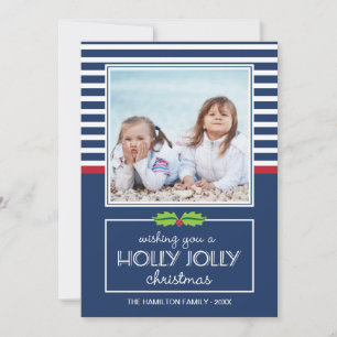 Nautical Rand Holly Jolly jul-kort Julkort