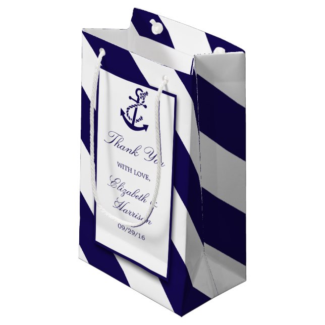 Nautical Rand & Navy Blue Anchor Bröllop (Framsidan Vinklad)